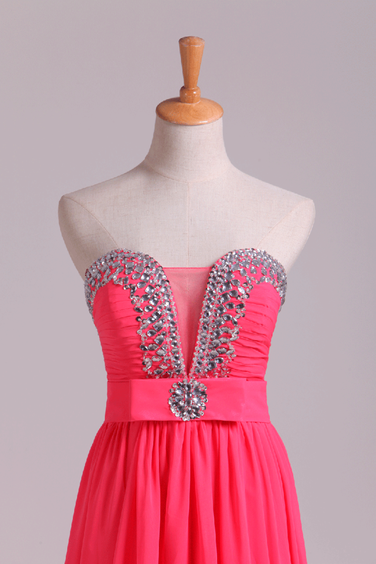 2022 Prom Dresses Sweetheart A Line Chiffon With Ruffles Floor Length