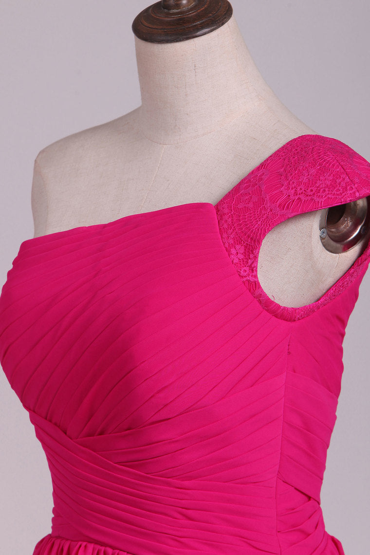 2022 One Shoulder Ruffled Bodice Bridesmaid Dresses A Line Chiffon