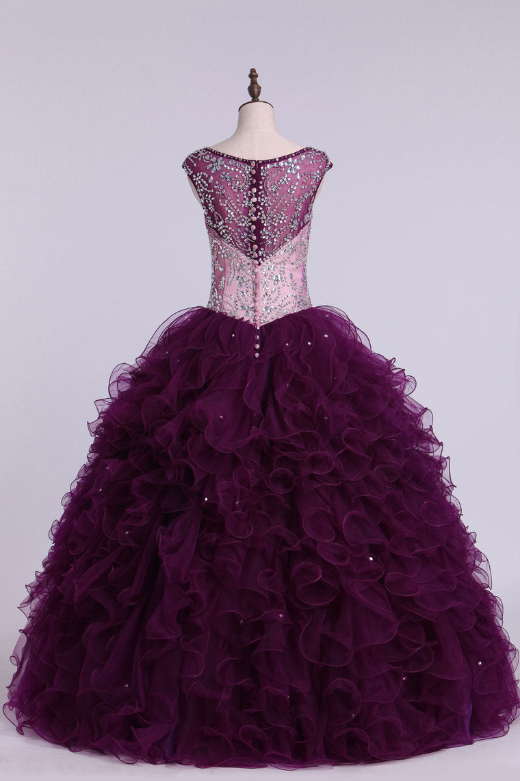 2022 Off The Shoulder Beaded Bodice Quinceanera Dresse Ball Gown Tulle