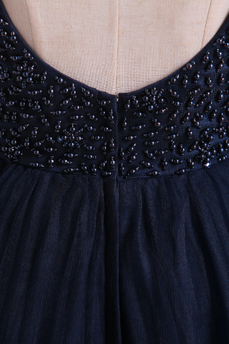 2022 Scoop Homecoming Dresses  A-Line With Beading Tulle Mini