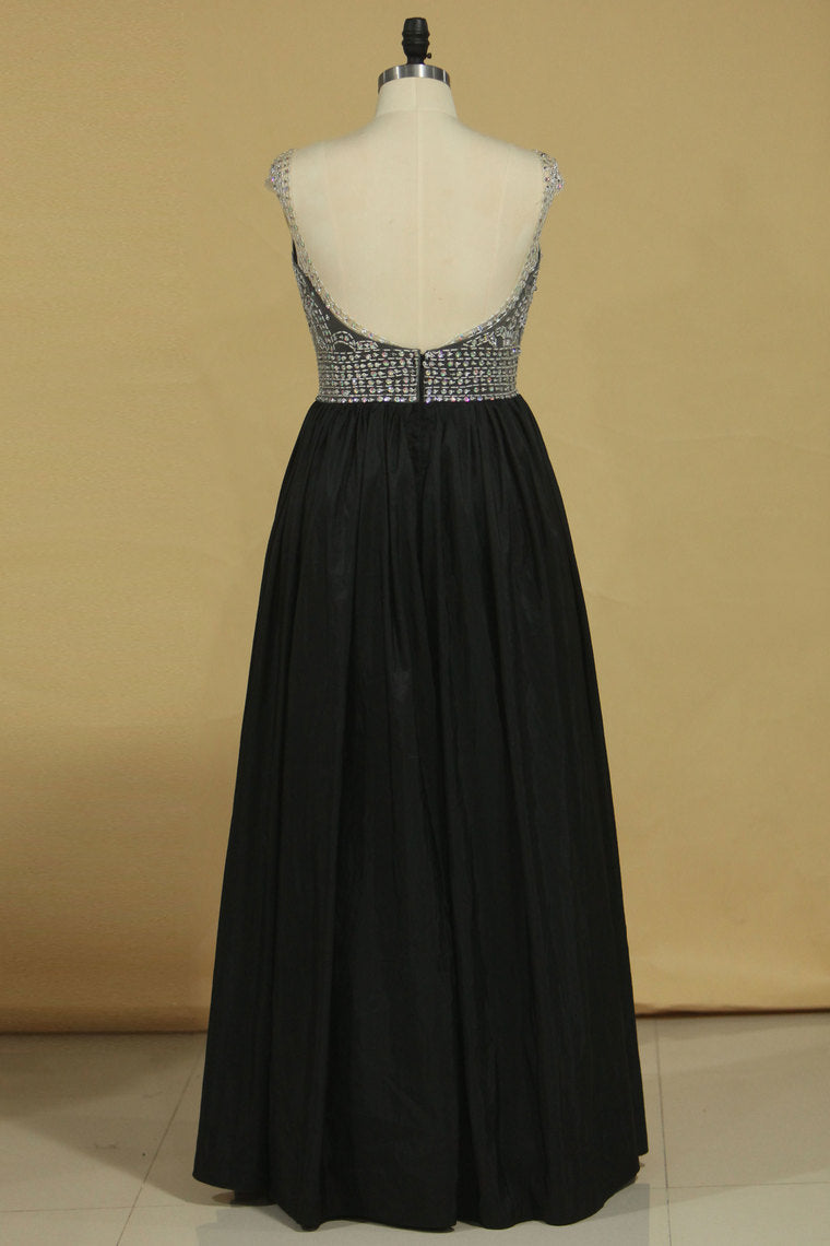 2022 Open Back Off The Shoulder A Line Prom Dresses Taffeta With Beading