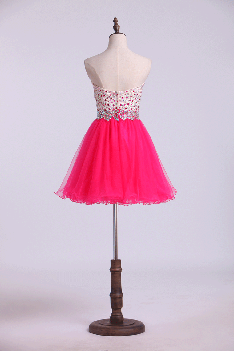 2022 Sweetheart Homecoming Dresses A-Line Beaded Bodice Tulle