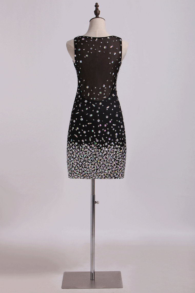 2022 Homecoming Dress Scoop Sheath/Column With Rhinestone Short/Mini