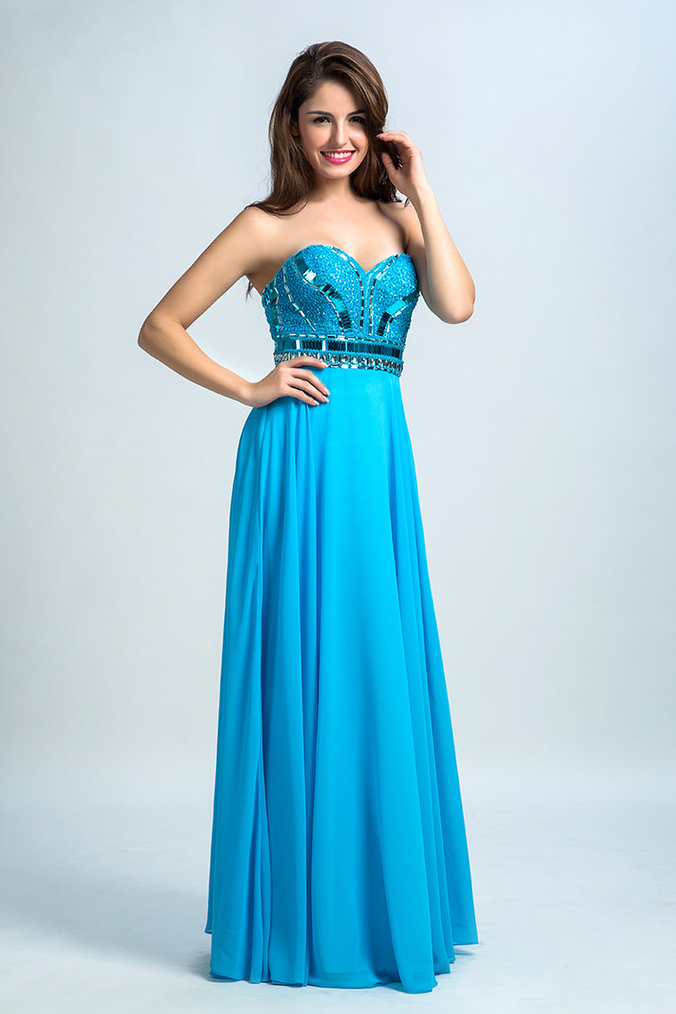 2022 Prom Dresses A Line Sweetheart Floor Length Chiffon