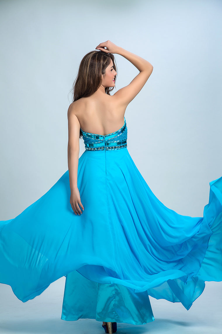 2022 Prom Dresses A Line Sweetheart Floor Length Chiffon