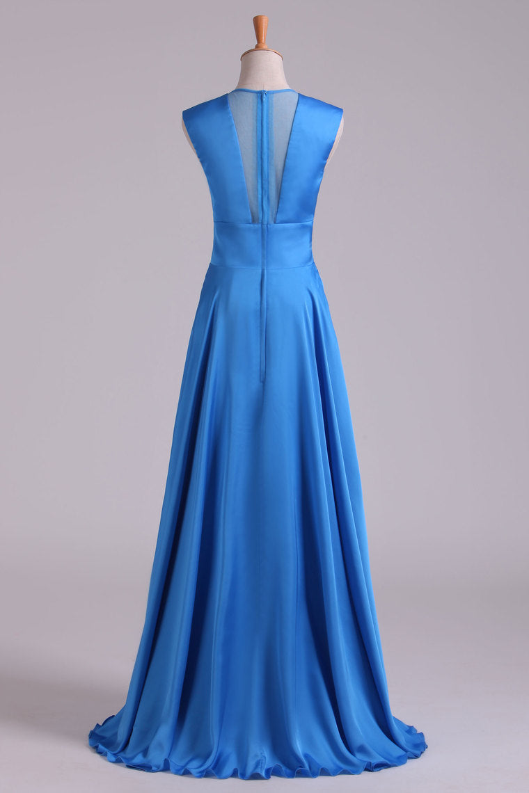2022 New Arrival V-Neck Prom Dresses A-Line Chiffon Floor-Length