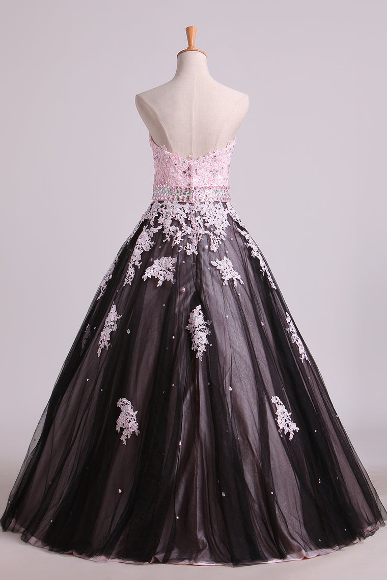 2022 Quinceanera Dresses Sweetheart Tulle With Beading And Applique Floor Length