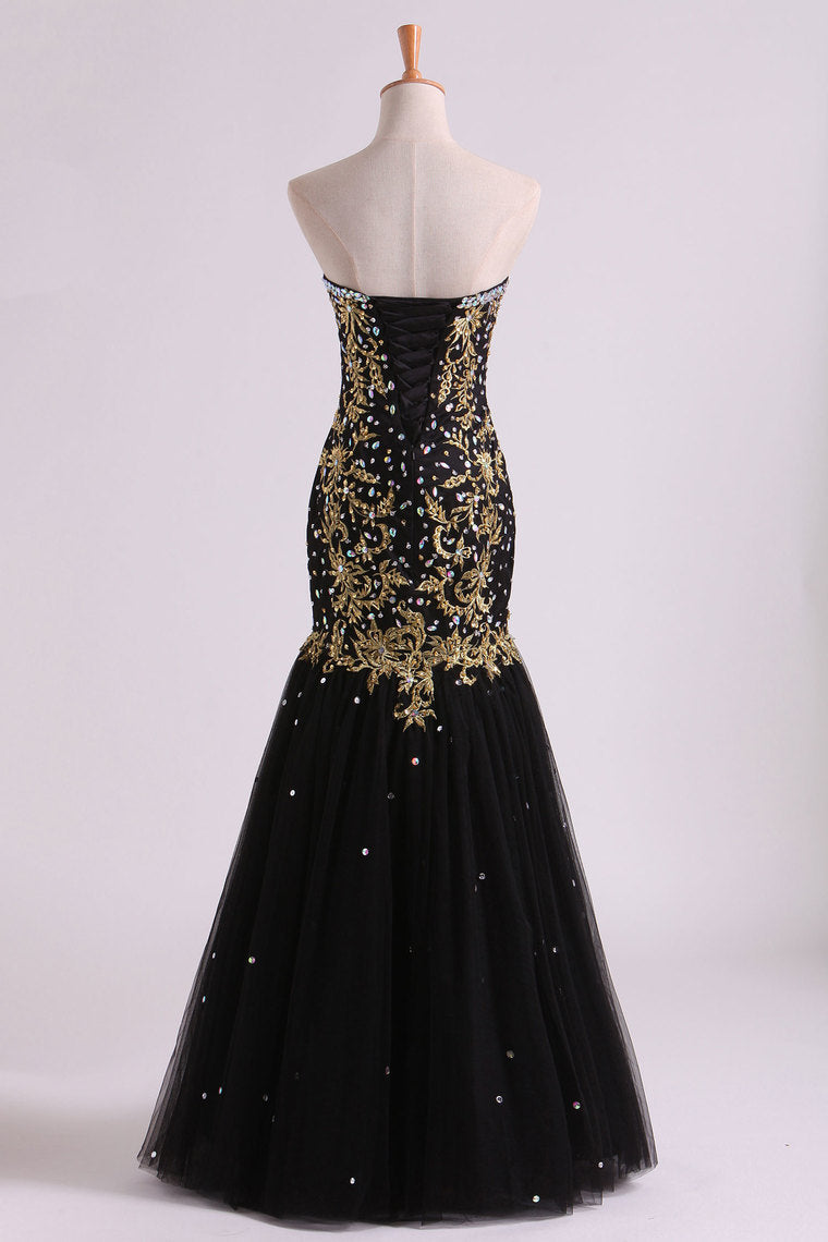2022 Pretty Sweetheart Prom Dresses Mermaid/Trumpet Floor-Length With Applique & Beads