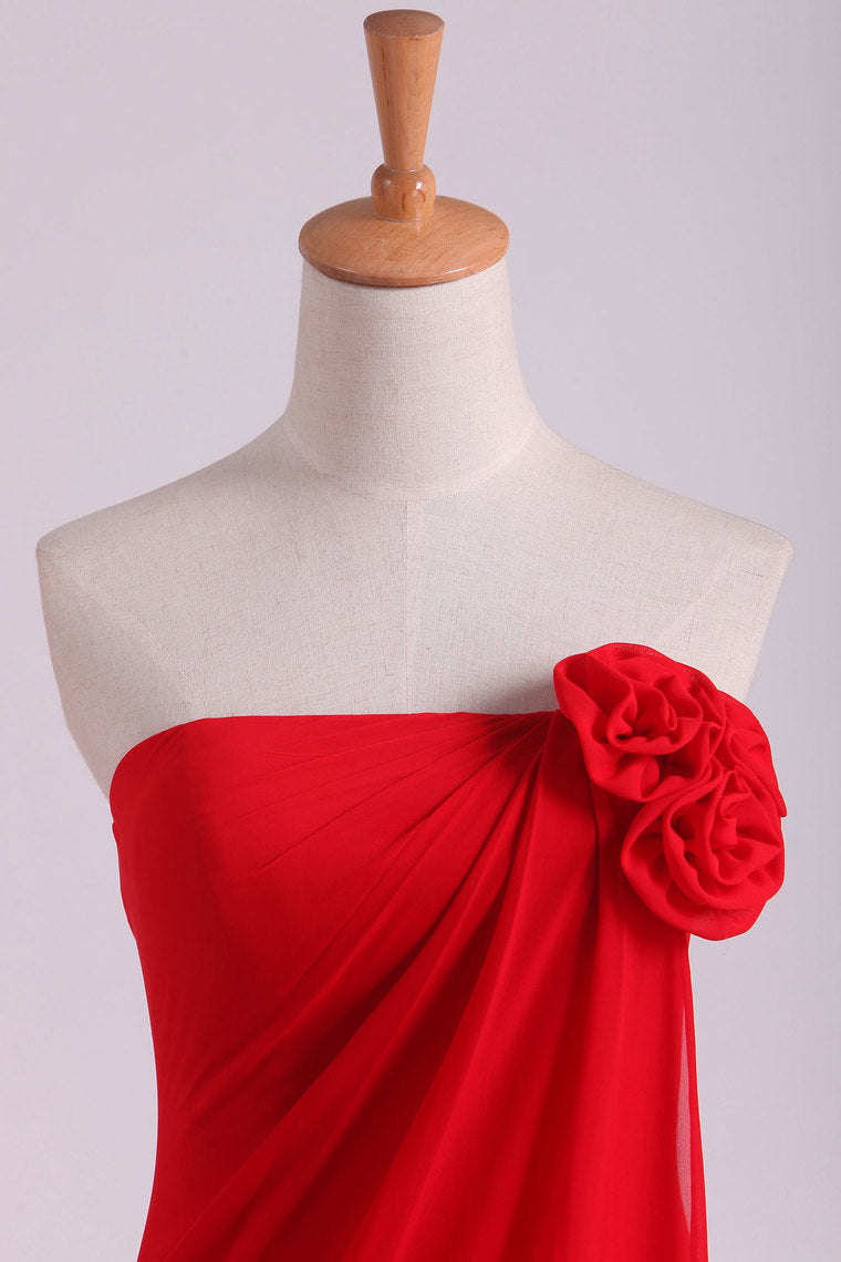 2022 New Arrival Bridemaid Dress Strapless Chiffon With Ruffles Floor Length