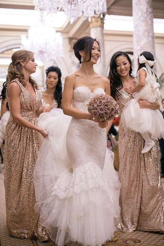 Elegant Sweetheart Sleeveless Mermaid Wedding Dress With Lace Appliques