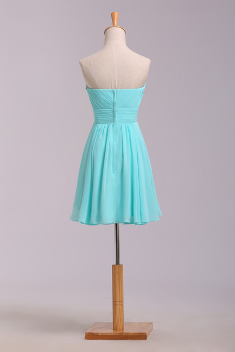 2022 Prom Dresses A Line Short/Mini Sweetheart Chiffon With Rhinestone