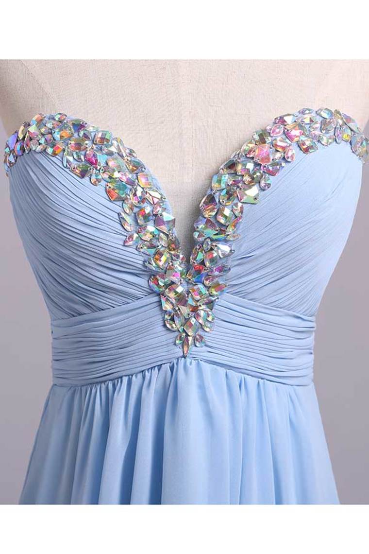 2022 Prom Dresses A Line Short/Mini Sweetheart Chiffon With Rhinestone