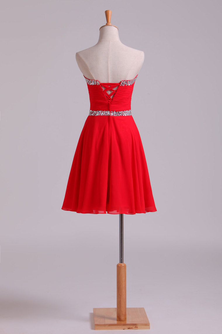 2022 Beaded Sweetheart Neckline & Waistline Homecoming Dresses Mini