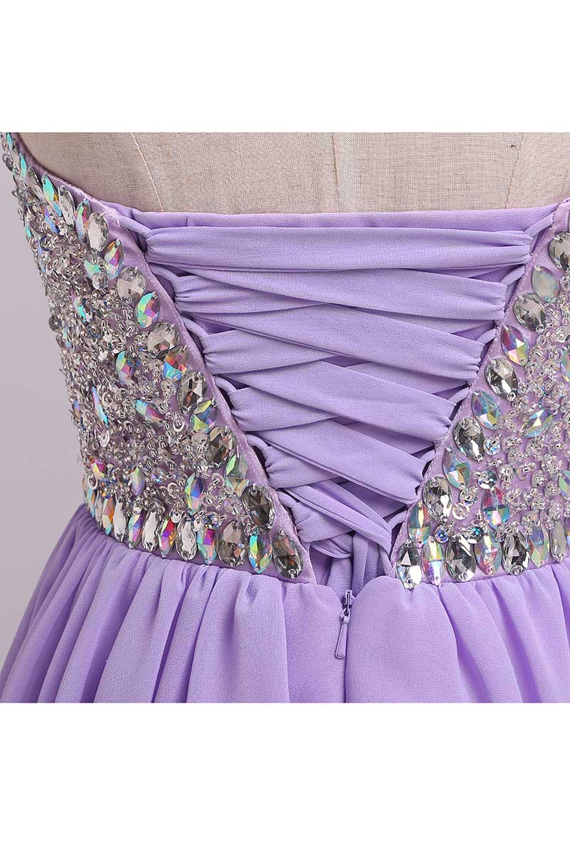 2022 Homecoming Dresses A Line Short/Mini Sweetheart Chiffon With Beads Color Lilac