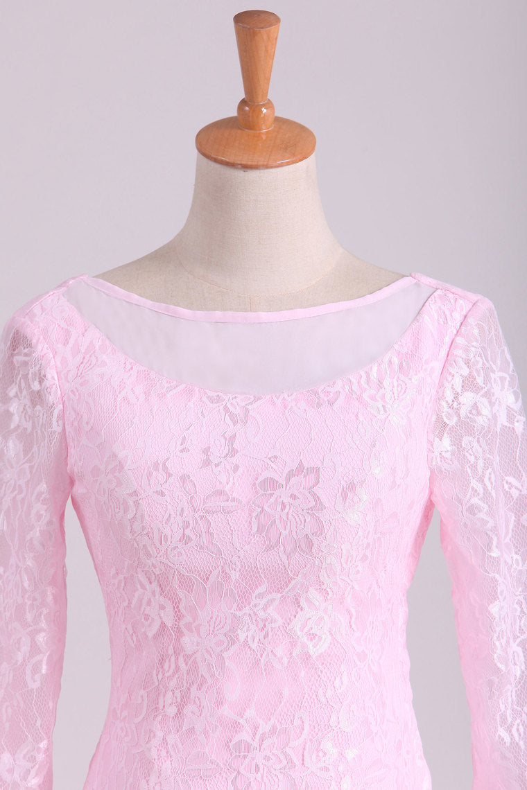 2022 Lace Bateau Long Sleeves Mermaid Prom Dresses Floor Length