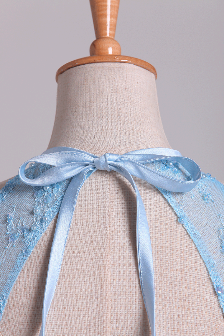2022 Halter A Line/Princess Prom Dresses With Long Tulle Skirt