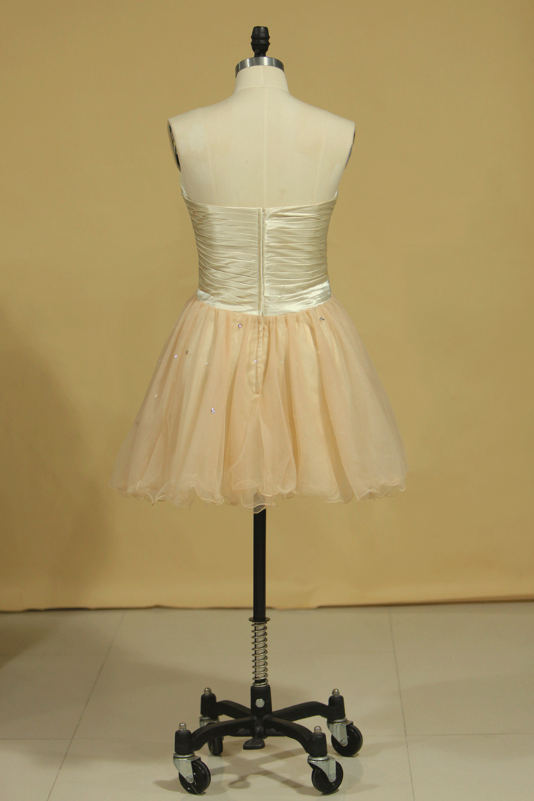 2022 Plus Size Homecoming Dresses A Line Short/Mini Sweetheart With Beads And Bow Knot