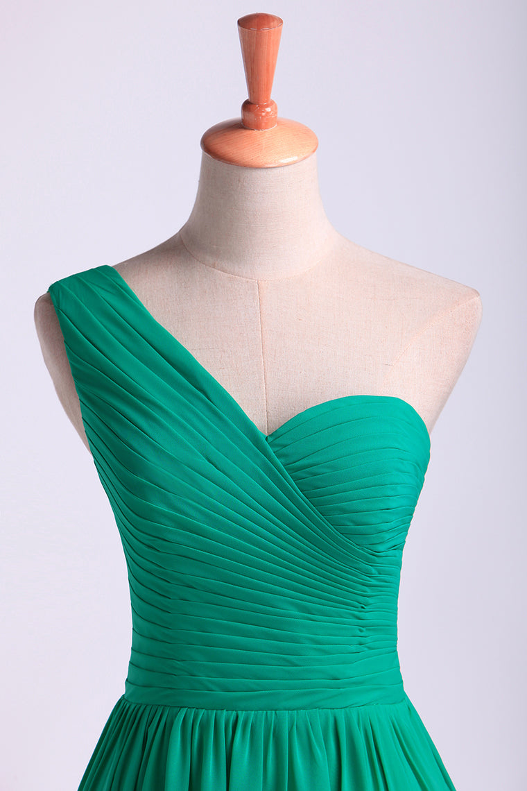 2022 One Shoulder Bridesmaid Dresses A Line Chiffon Floor Length